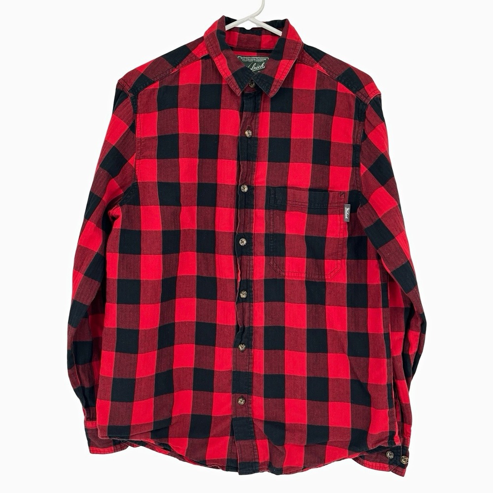 Woolrich Men's Medium Buffalo Plaid Flannel Shirt Red Black 100% Cotton Outdoor